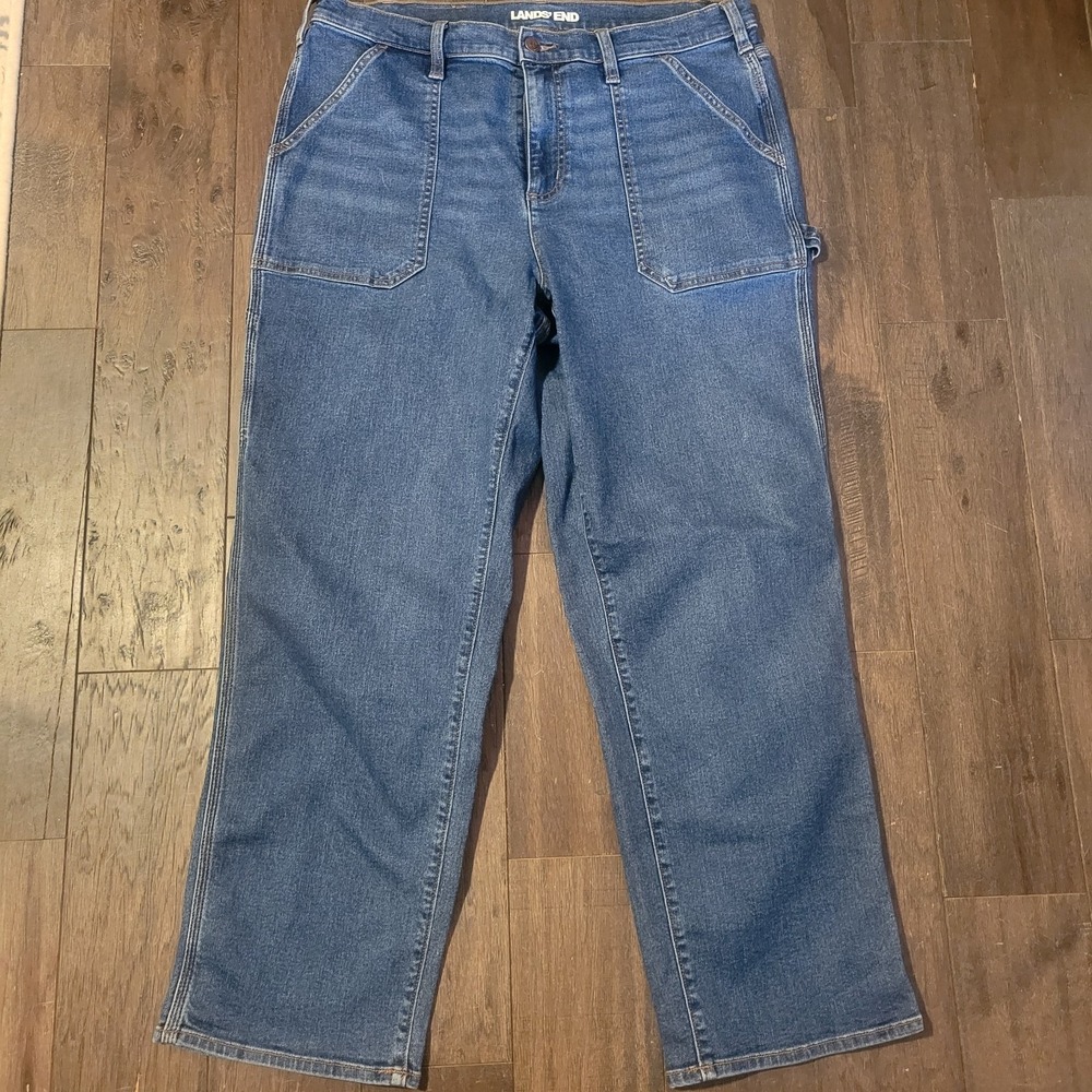 Lands End Women's Carpenter Jeans 16  Medium Wash
